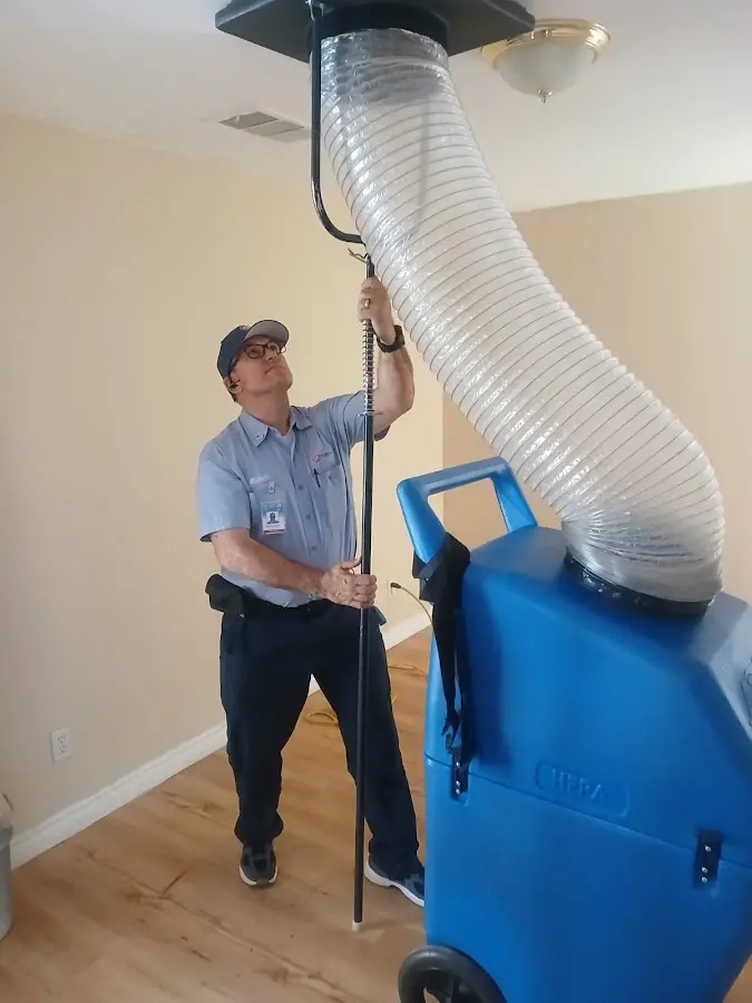 HVAC Installation technician using HEPA equipment in Hanover Park
